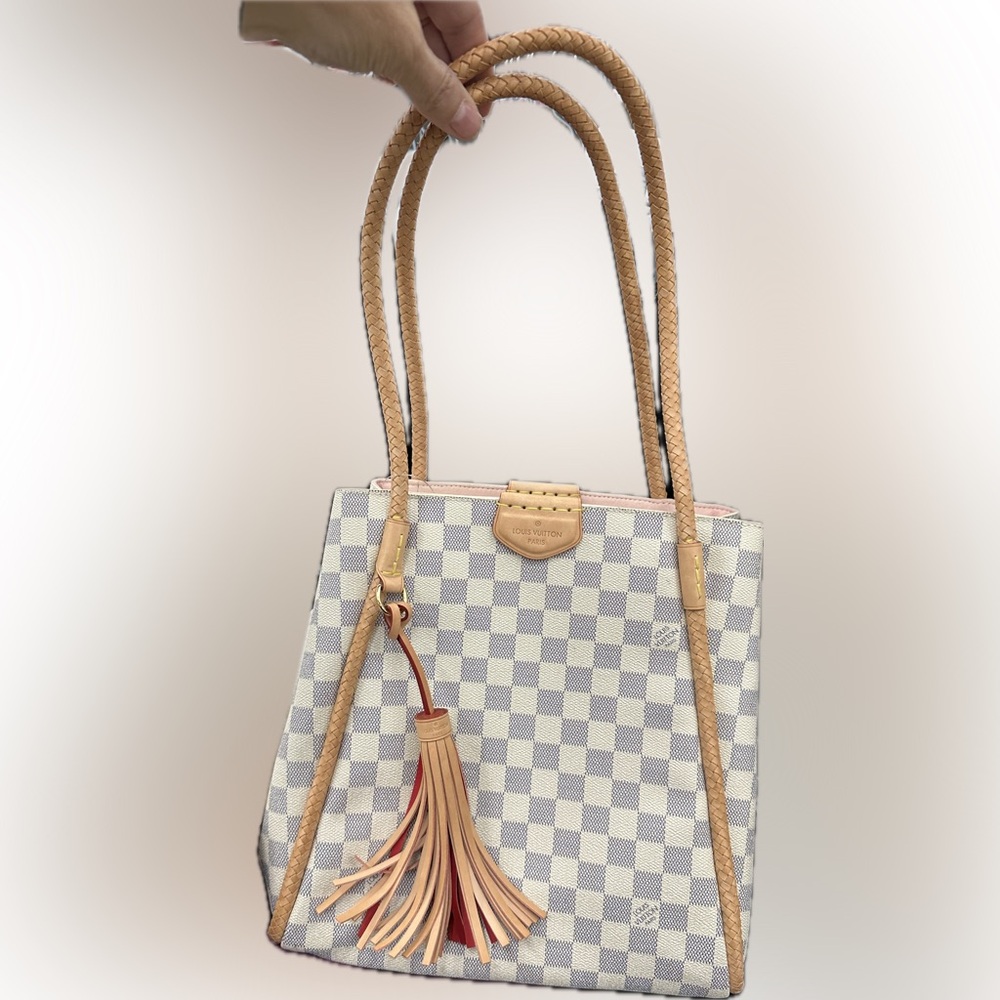 Louis Vuitton Damier Azur Canvas Tote with Pink Interior and Vachetta Trim - Picture 5 of 11